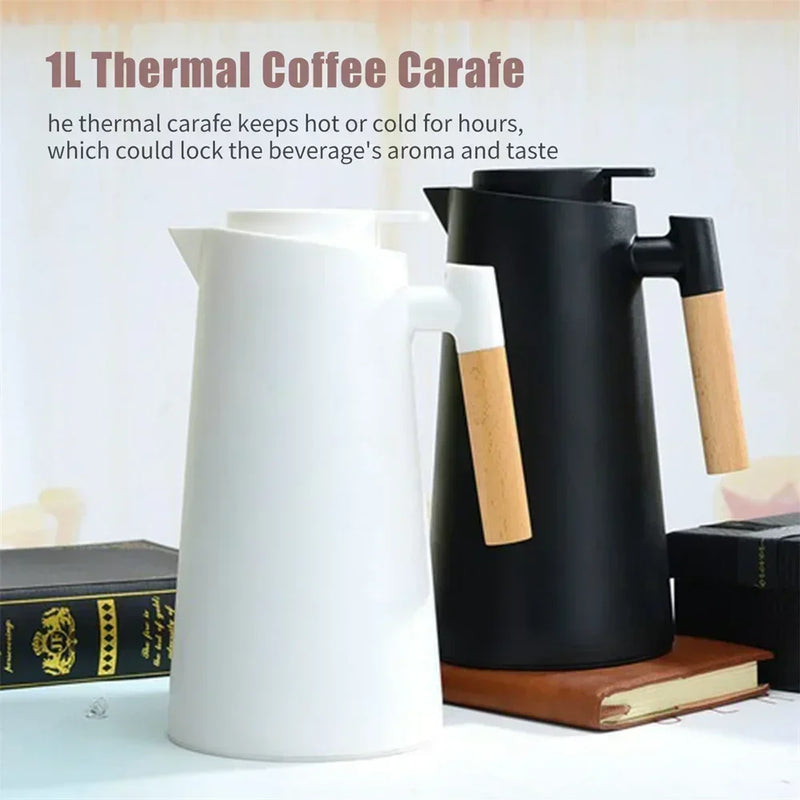 1L Large Capacity Kettle Household Coffee Pot Glass Liner Hot Water Jug Bottle Vacuum Flask Thermos Nordic Thermal Insulation