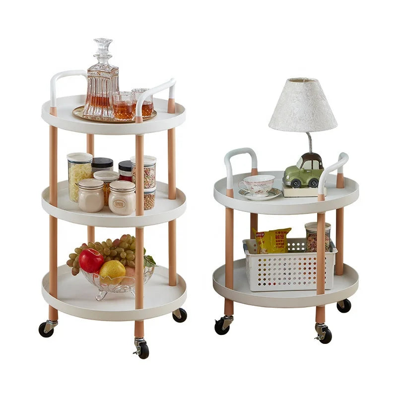 2/3 Tiers Storage Utility Rack Kitchen Foldable Rolling Trolley Cart Cabinet Vegetables Floor Shelf Wheels