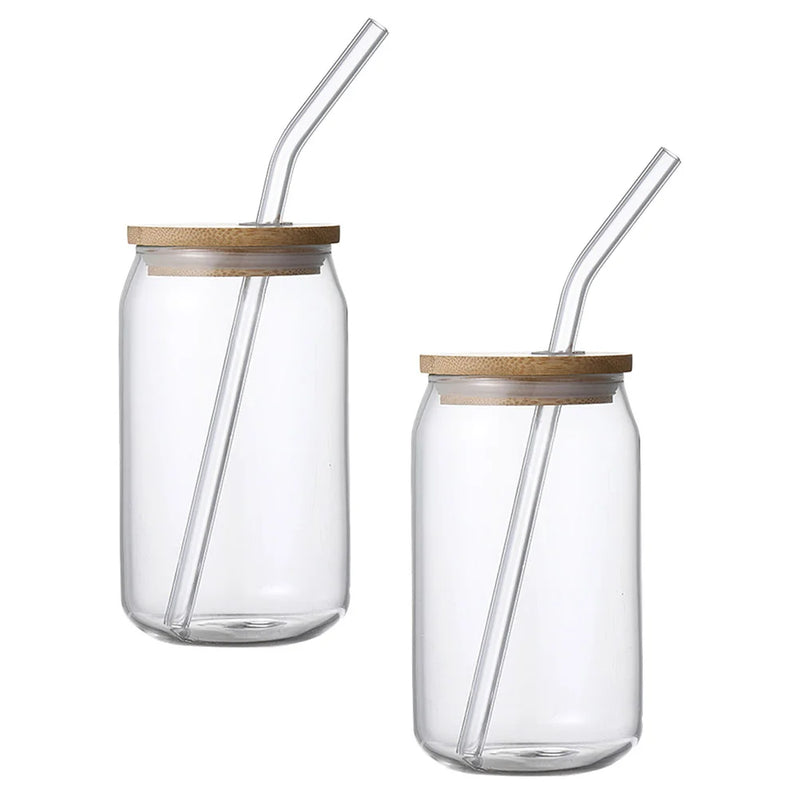 2 Pcs Drinking Glasses Straw Drinkware Cup Coffee Juice Heat-Resistant Milk with Lid Iced Tea Mug