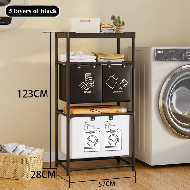 3 Layers Laundry Basket Clothes Hamper Home Laundry Organizer Accessories Shelf Laundry Storage Baskets 