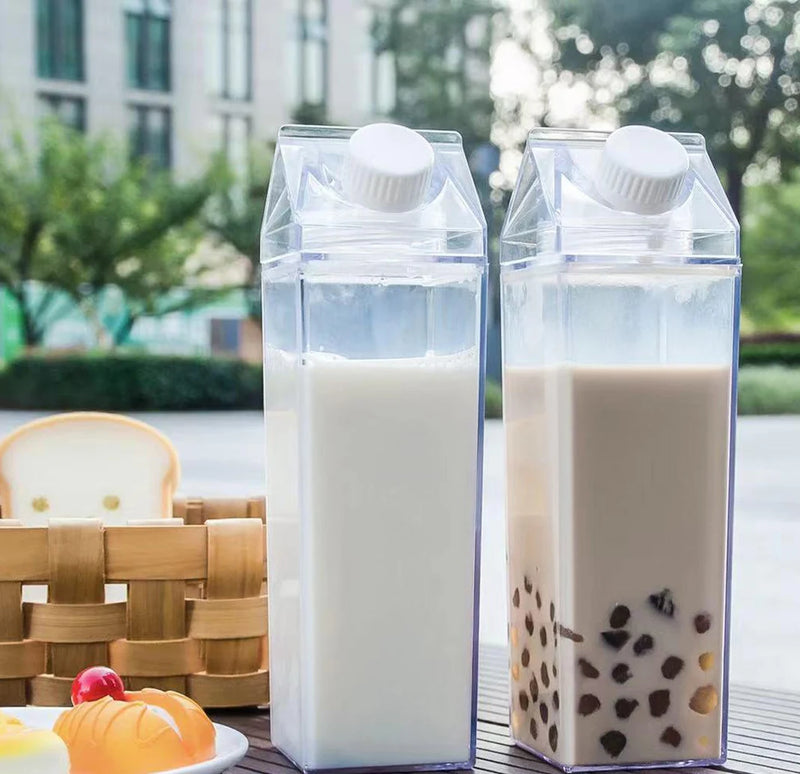 1000Ml Milk Carton Water Bottle Transparent Plastic Portable Clear Box for Juice Tea Milk Bottles Drinking Cup BPA Free