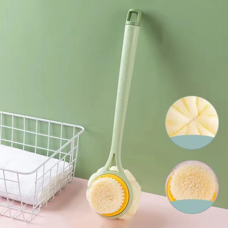 1PCS Long Handle Double-Sided Shower Brush, Shower Brush, Back Rub, Shower Tool, Soft Bristle Nylon Shower Brush