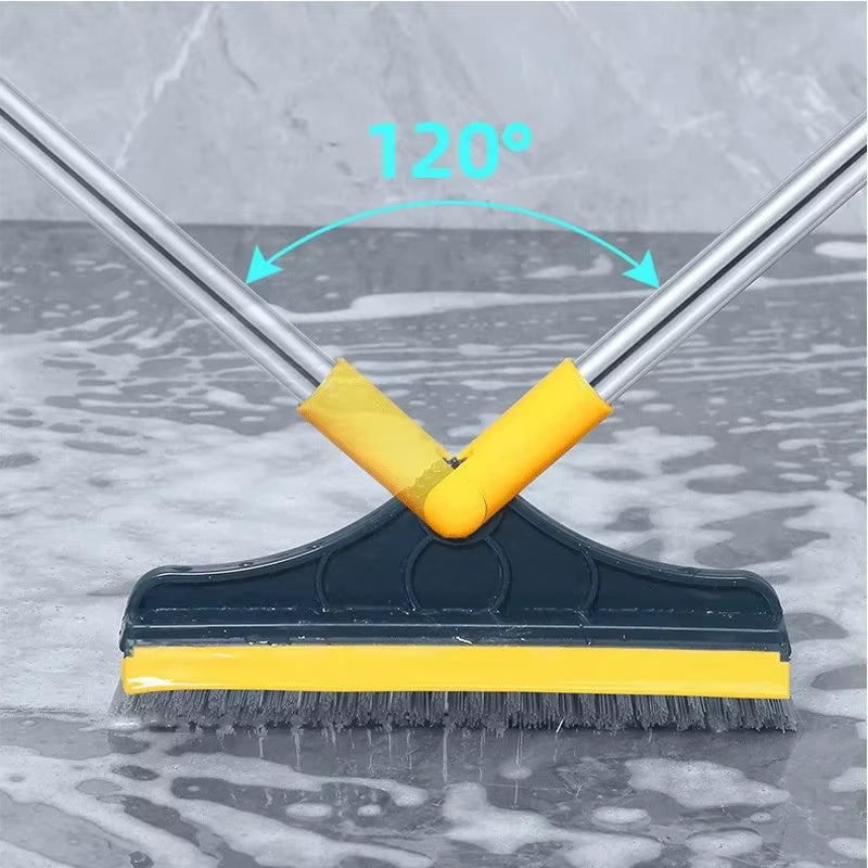 2 in 1 Floor Brush Stainless Steel Long Handle Tile Floor Cleaning Brush