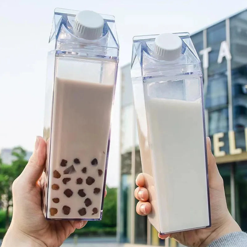 1000Ml Milk Carton Water Bottle Transparent Plastic Portable Clear Box for Juice Tea Milk Bottles Drinking Cup BPA Free