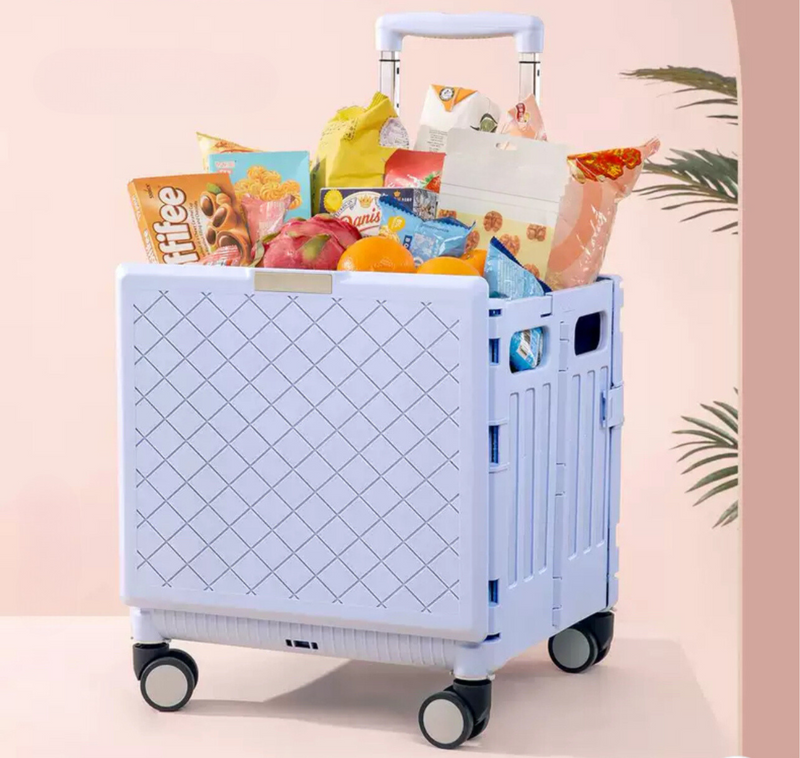 EZ SELECT Versatile Foldable Storage Cart with Magnetic Lid and Wheels