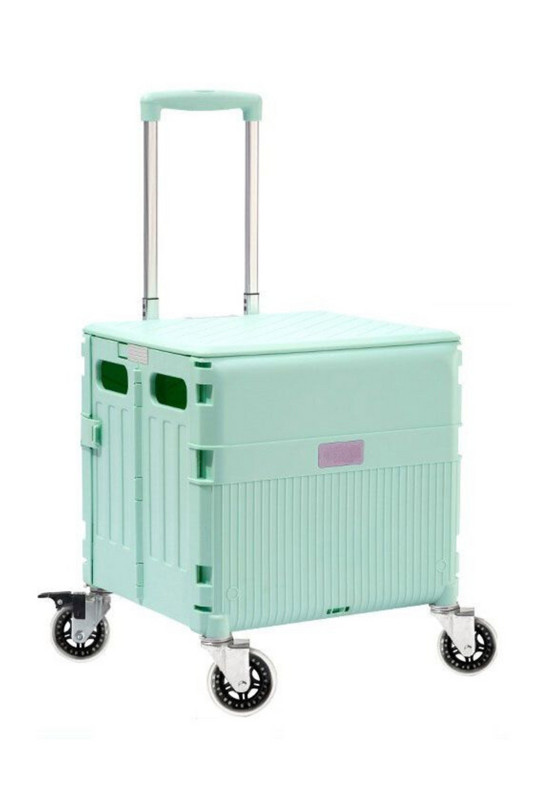 EZ SELECT Versatile Foldable Storage Cart with Magnetic Lid and Wheels