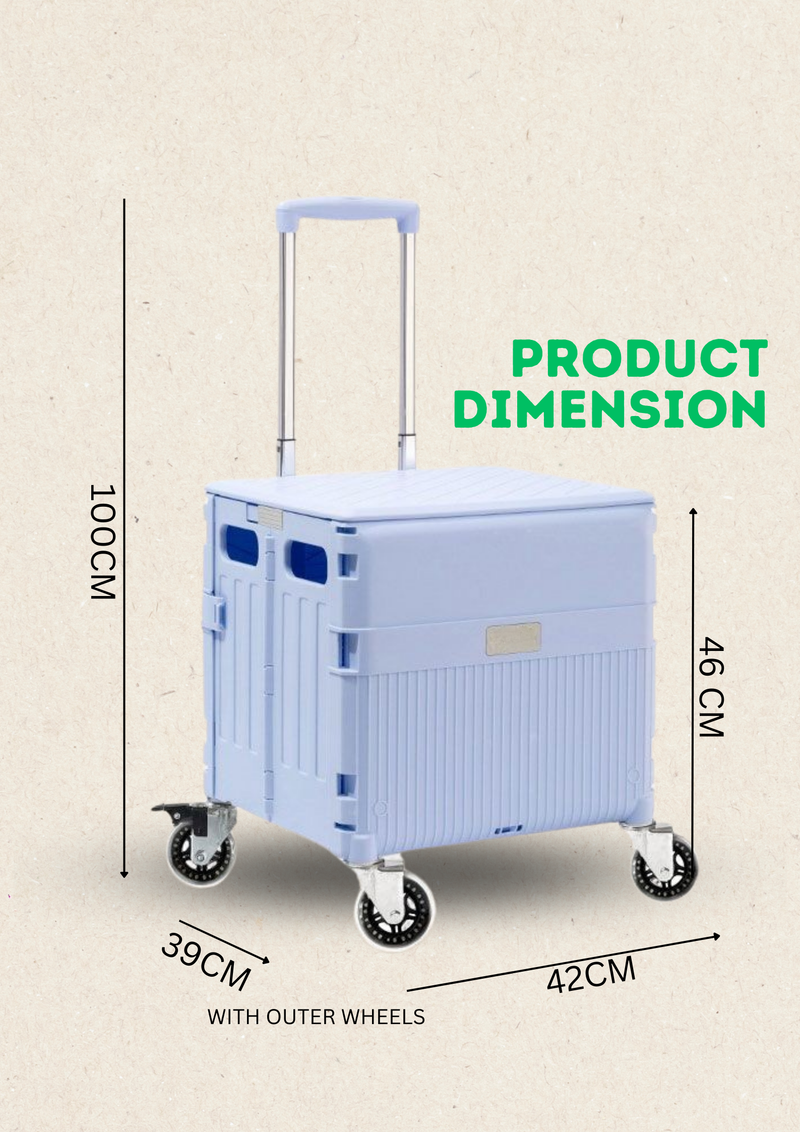 EZ SELECT Versatile Foldable Storage Cart with Magnetic Lid and Wheels