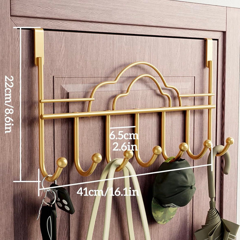 2 Pack Over Door Hanger with 7 Hooks Metal Over The Door Utility Hook