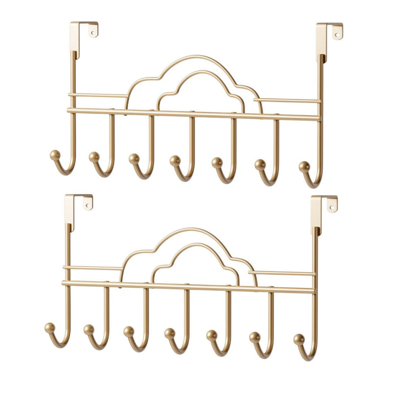 2 Pack Over Door Hanger with 7 Hooks Metal Over The Door Utility Hook