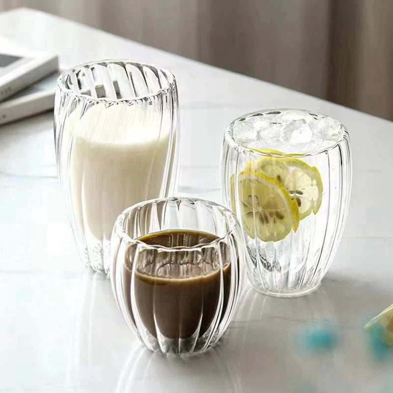 450ML Double Wall Glass Cup Heat-Resistant Coffee Cup Tea Milk Juice Mug 