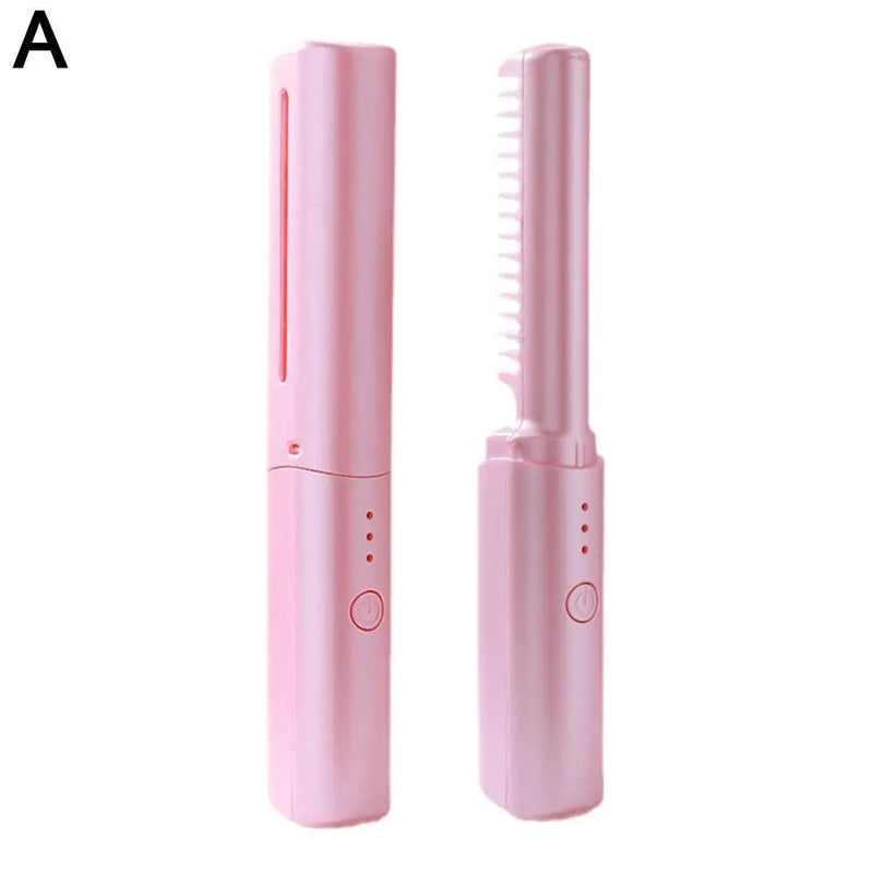 2 in 1 Wireless Hair Hot Comb Mini Usb Charging Straightener Portable Hair Styling Comb