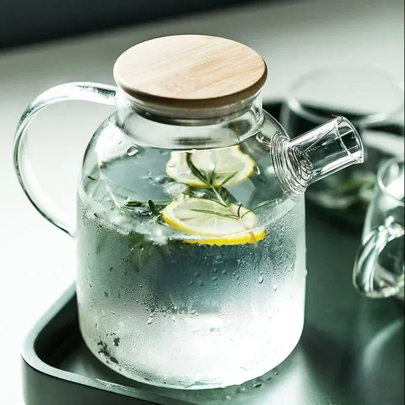 1.8L Transparent Borosilicate Glass Teapot Heat-Resistant Large Clear Tea Pot Flower Tea Kettle