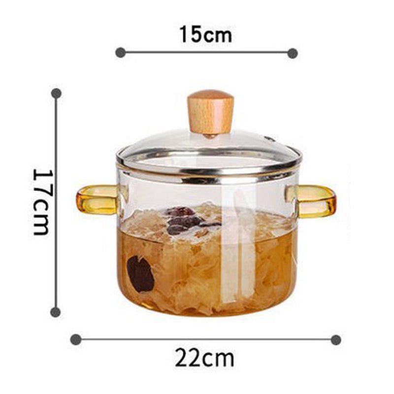 1.5L Glass Cooking Pot with Lid Heat-Resistant Borosilicate Glass Cooking Utensils Can Be Used to Cook Soup Milk Instant Noodles