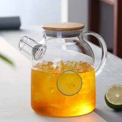 1.8L Transparent Borosilicate Glass Teapot Heat-Resistant Large Clear Tea Pot Flower Tea Kettle