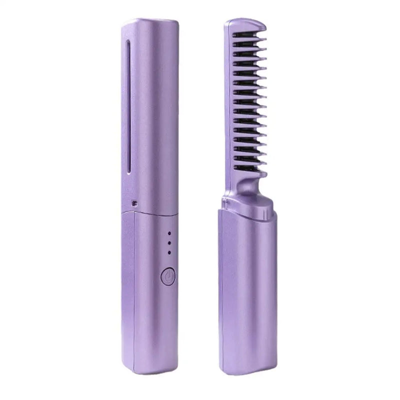 2 in 1 Wireless Hair Hot Comb Mini Usb Charging Straightener Portable Hair Styling Comb