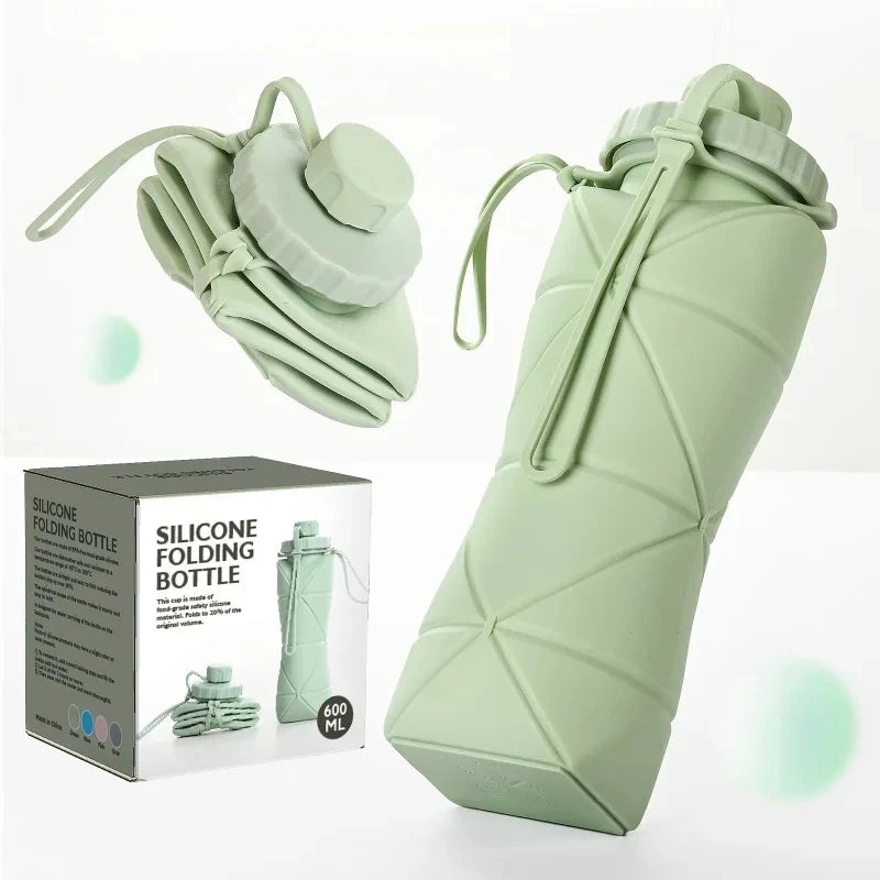 600Ml Silicone Collapsible Sports Water Bottles Outdoor Camping Folding Water Cup