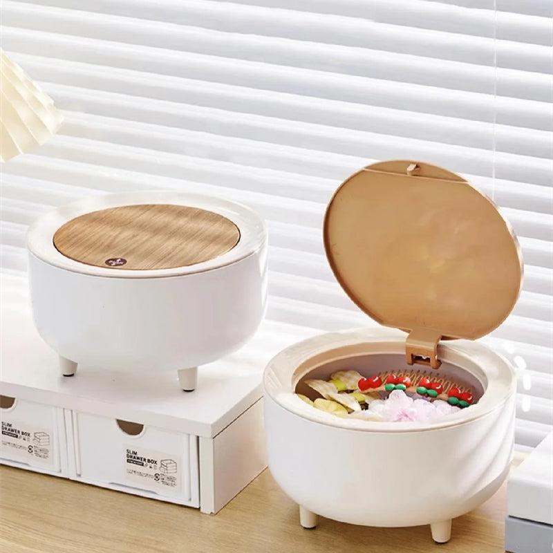 2L Desktop Mini Pop-up Lid Trash Bin Vanity Bin