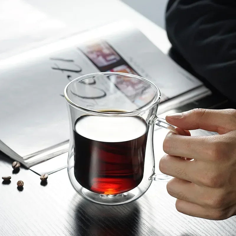 Heat-Resistant Double Wall Glass Cup Beer Coffee Cup Set Beer Tumbler Mug 