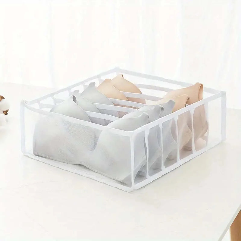 3Pc Underwear Storage Box Transparent Mesh Clothes Storage Box Multi-Grid Foldable Drawer Organizer