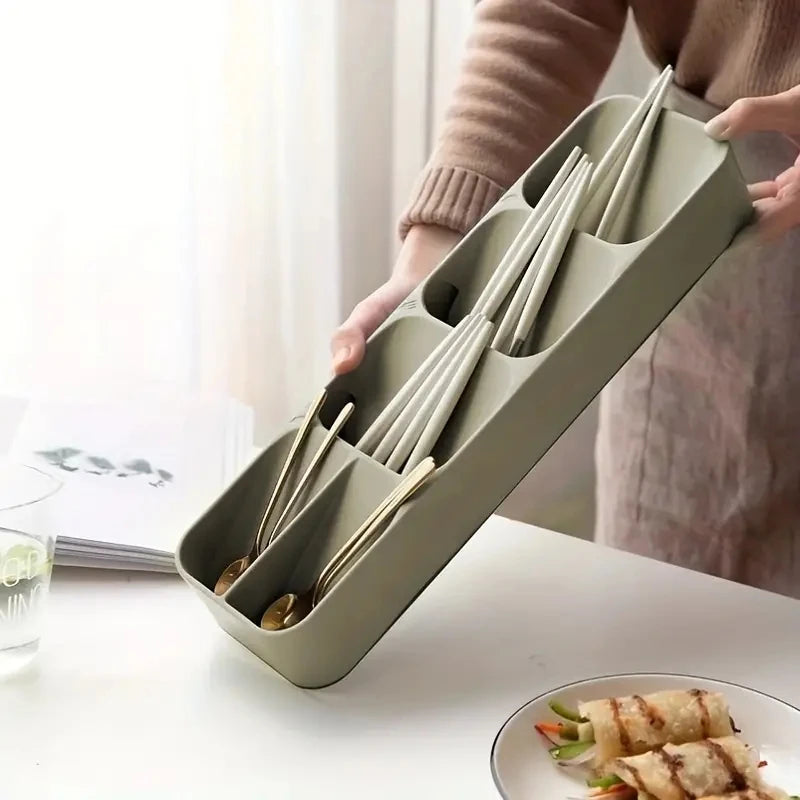 Cutlery Organizer Knife Storage Tray Spoon Organizer Space Saving Cutlery Rack Compartment Organizer Kitchen Drawer Organizers