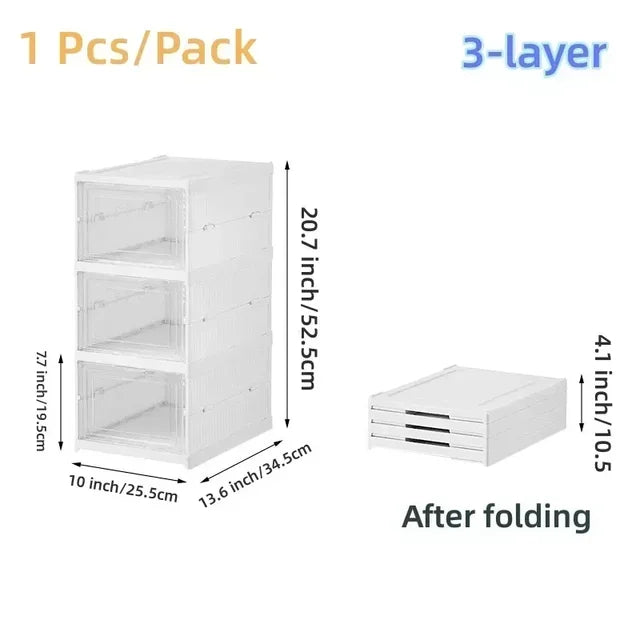 Multi Layers Shoes Box Foldable Transparent Sneaker Shoe Storage Organizers  