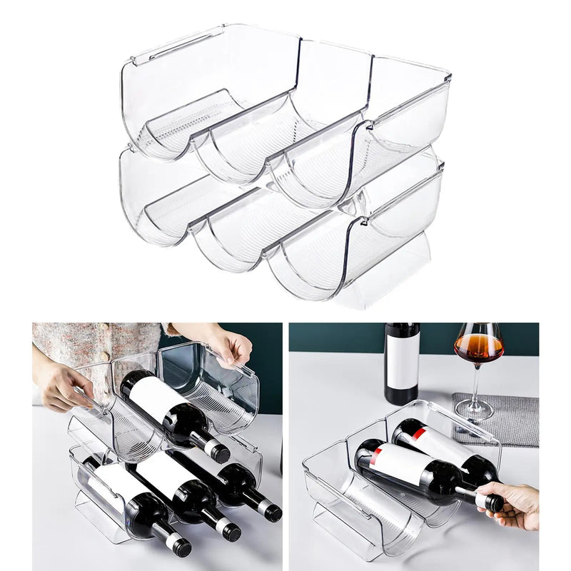 2Pcs/Set Wine and Water Bottle Holder Rack Wine Bottle Display Stand for Refrigerator Home Pantry Countertops Cabinet Organizer