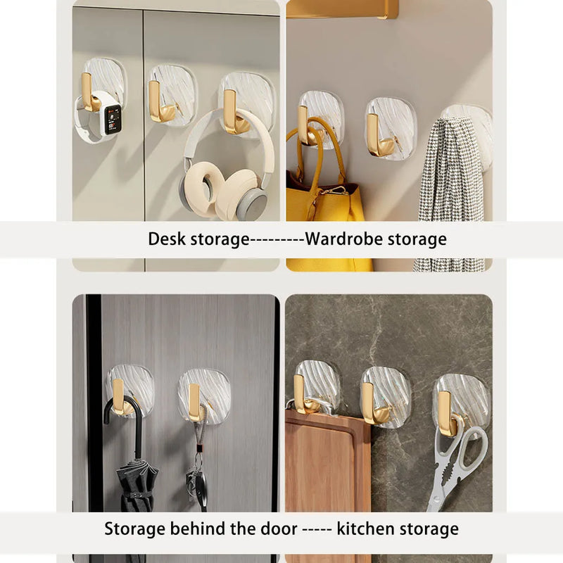 4 Pieces Wall Hooks Multi-Functional Coat Cloth Hanger Key Utility Hooks