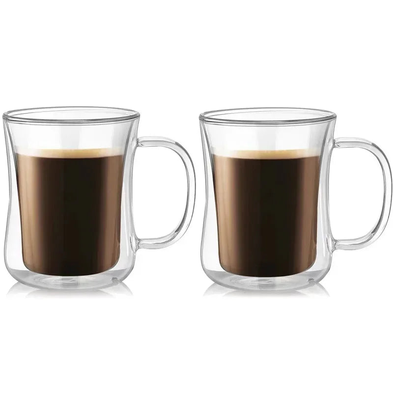 Heat-Resistant Double Wall Glass Cup Beer Coffee Cup Set Beer Tumbler Mug 