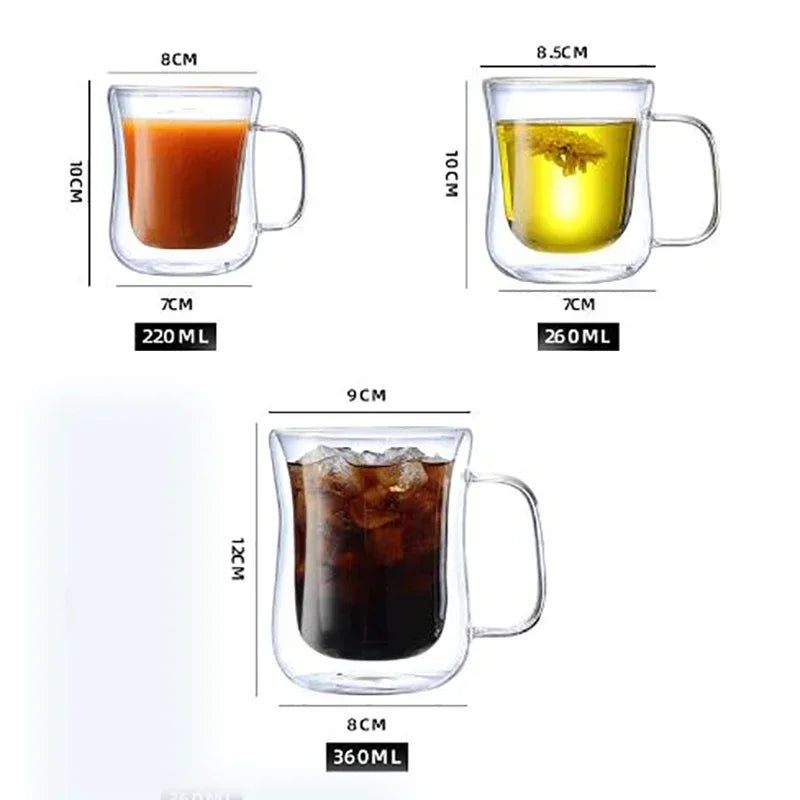 Heat-Resistant Double Wall Glass Cup Beer Coffee Cup Set Beer Tumbler Mug 