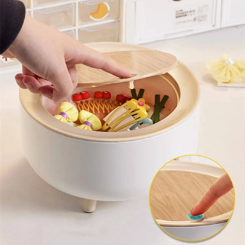 2L Desktop Mini Pop-up Lid Trash Bin Vanity Bin