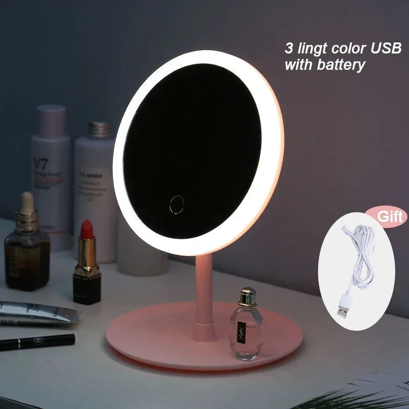 3 Modes Makeup Mirror with Light LED Daylight Vanity Mirror Storage Base Mirror with Light 