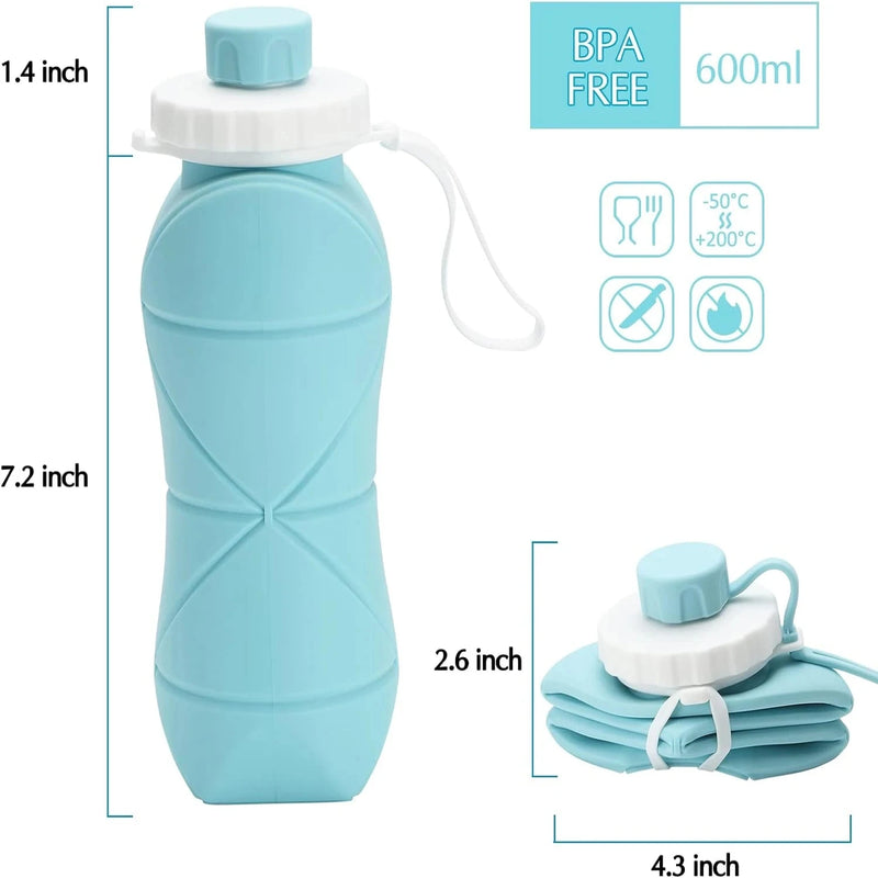 600Ml Silicone Collapsible Sports Water Bottles Outdoor Camping Folding Water Cup