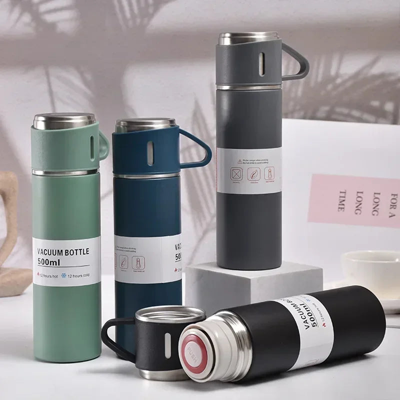 500ML 304 Stainless Steel Vacuum Insulated Bottle Gift Set Office Business Style Coffee Mug Thermos Bottle