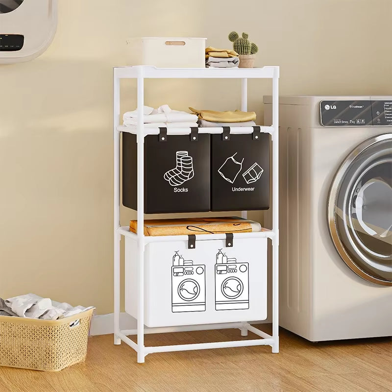 3 Layers Laundry Basket Clothes Hamper Home Laundry Organizer Accessories Shelf Laundry Storage Baskets 