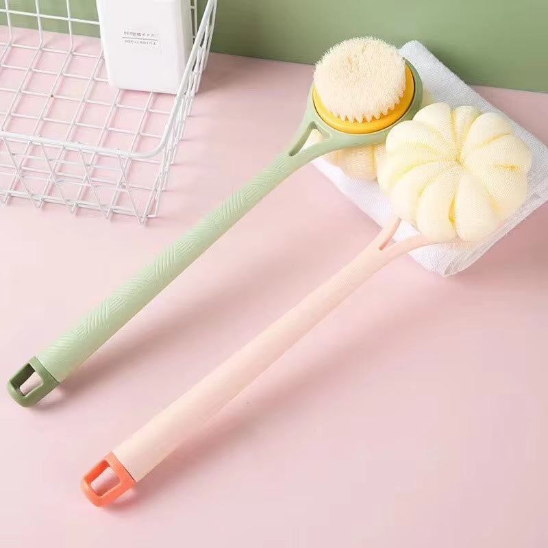 1PCS Long Handle Double-Sided Shower Brush, Shower Brush, Back Rub, Shower Tool, Soft Bristle Nylon Shower Brush