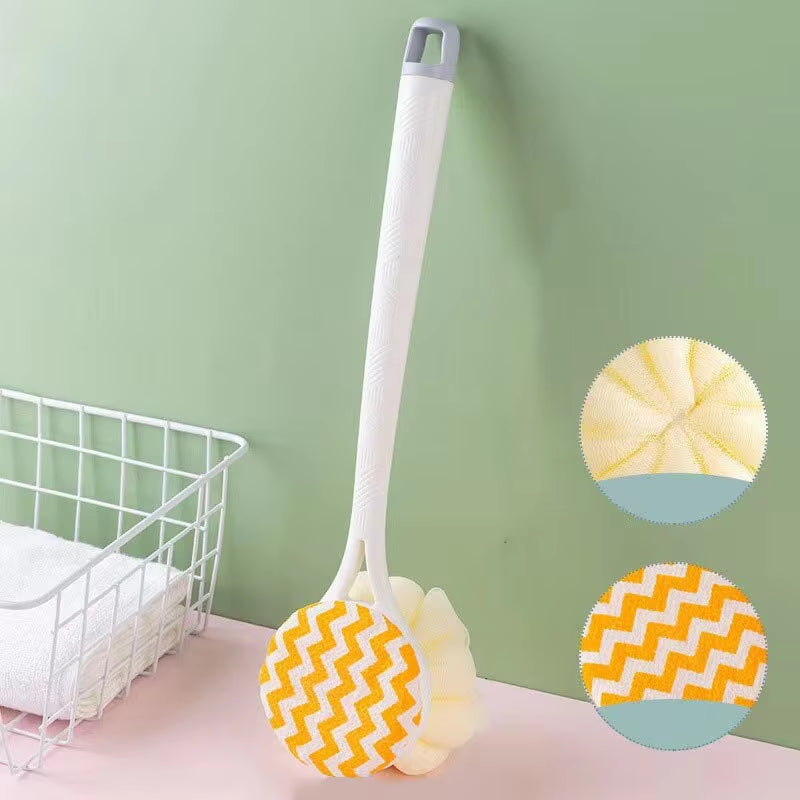 1PCS Long Handle Double-Sided Shower Brush, Shower Brush, Back Rub, Shower Tool, Soft Bristle Nylon Shower Brush