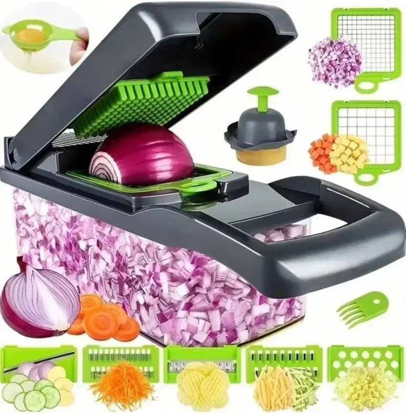 16 in 1 Multifunctional Vegetable Chopper Slicer Shredder with Basket Fruit Slicer Potato Shredder Carrot Grind Gadgets